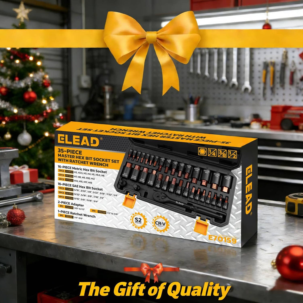 LEAD hex bit socket set retail box with E70159 label and 35-piece contents