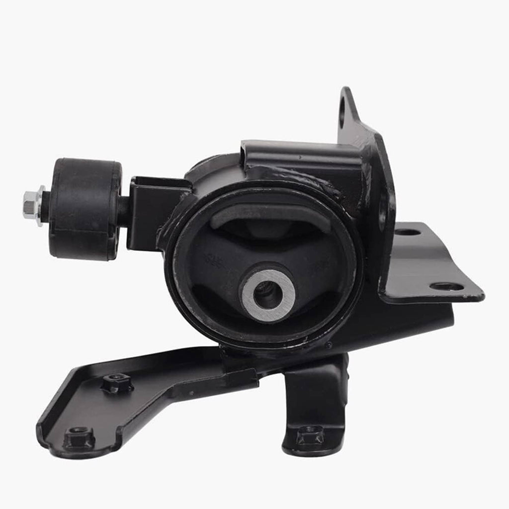 Black circular bushing engine mount with front bracket and metal mounting pin