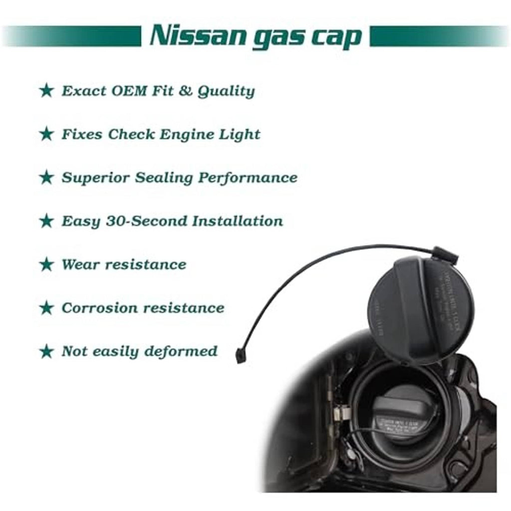Fuel tank gas cap with black cover and flexible tether line for filler opening