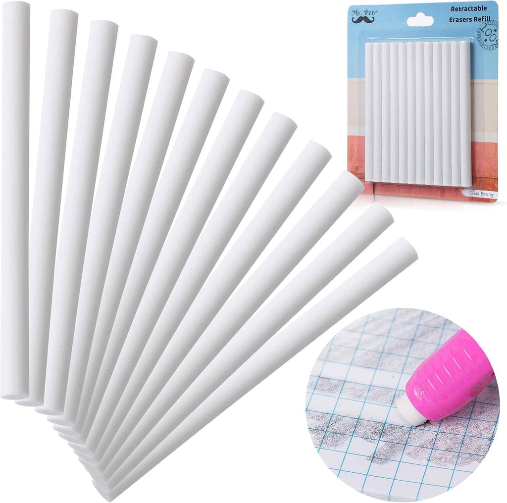 White eraser refill sticks with inset detail of erasing on blue grid paper