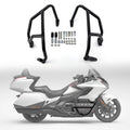 Black engine guard crash bars set with mounting brackets and bolts for motorcycle