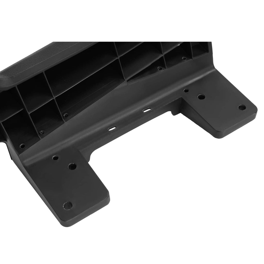 Black plastic hip restraint base bracket with open interior grid and end mounting plate.