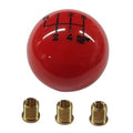 Red 6-speed gear shift knob with numbered shift pattern and brass threaded insert
