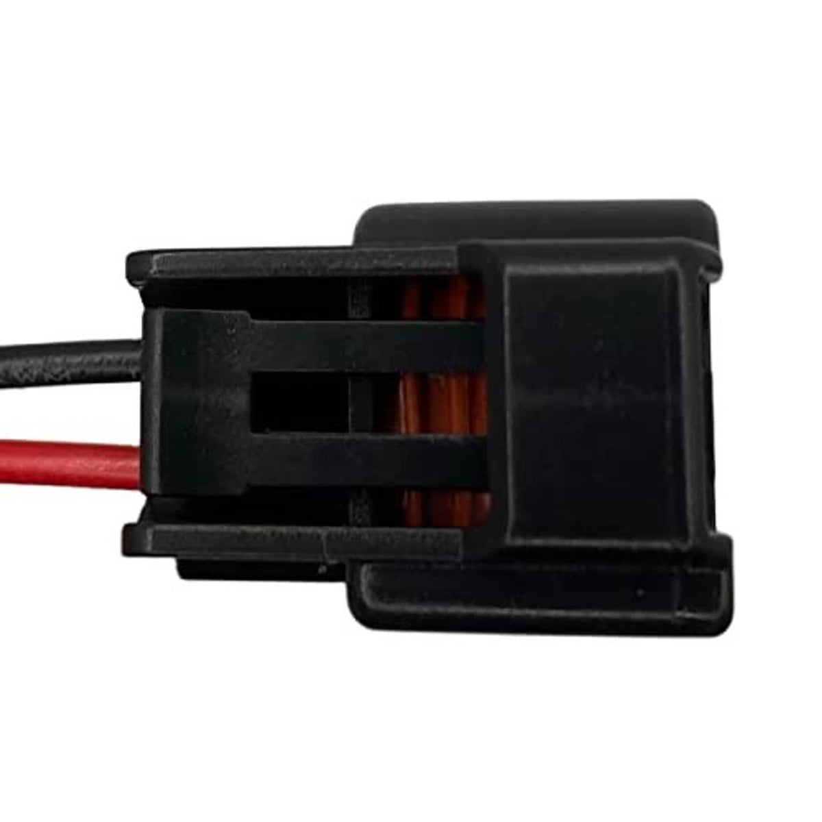 Crankshaft position sensor connector with exposed contacts in black plug housing