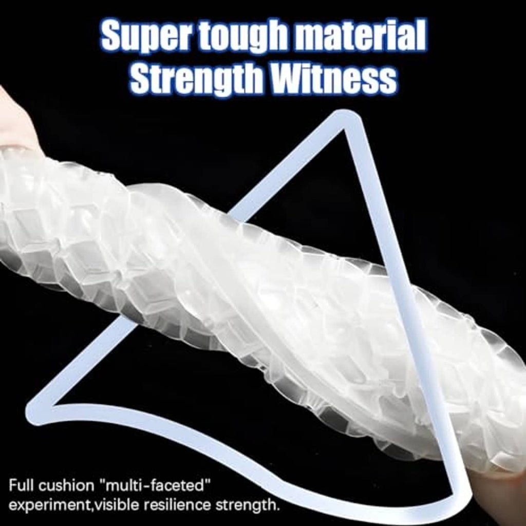 White multi-faceted gel cushion, flexible support structure close-up