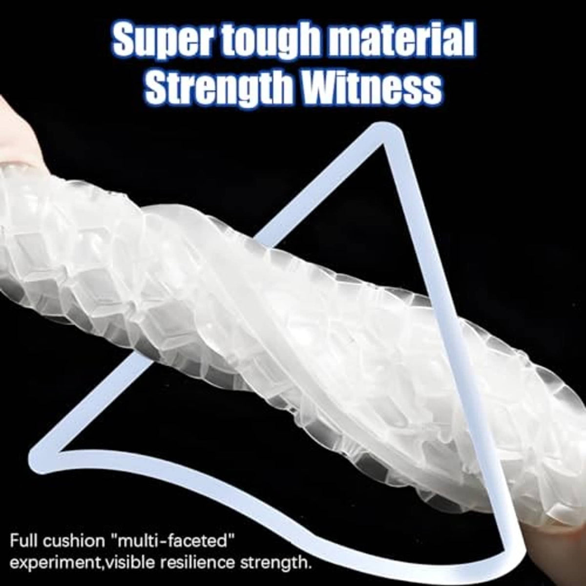 White multi-faceted gel cushion, flexible support structure close-up