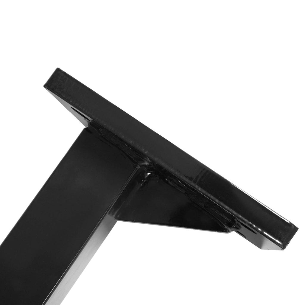 Black welded steel hitch mounting hook frame with internal weld seam