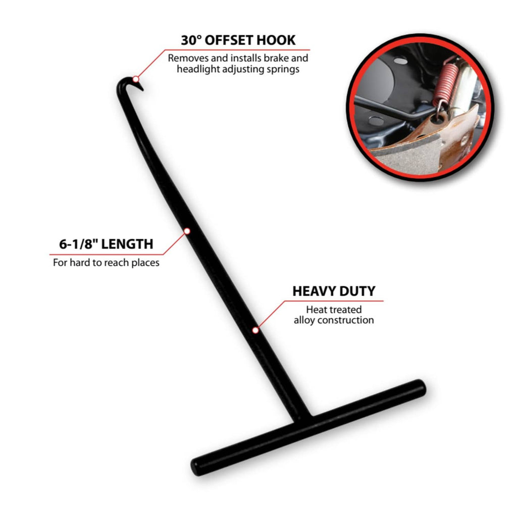 Heavy-duty 30-degree offset hook spring tool with long angled handle
