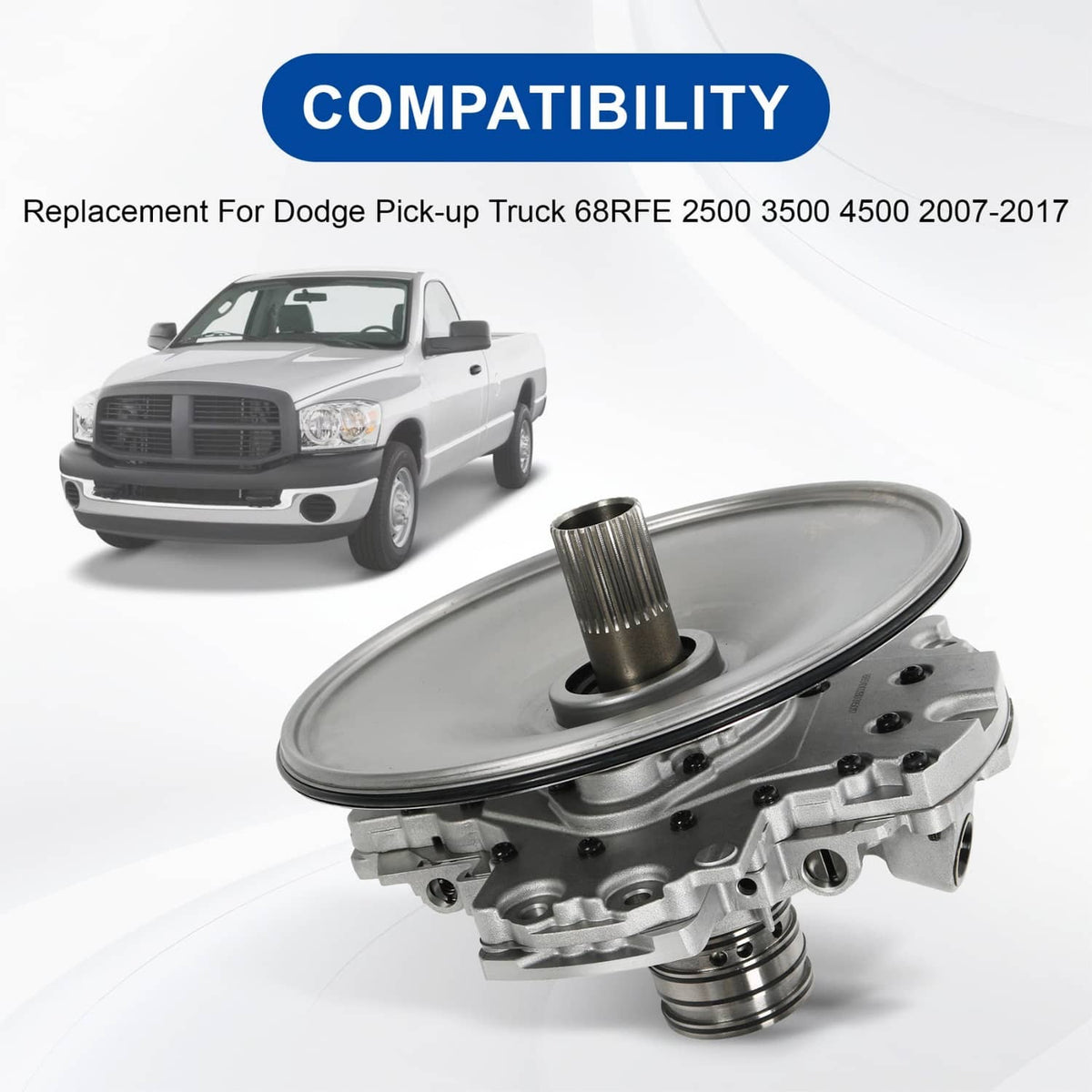 Transmission pump assembly with circular cover and metal pump housing