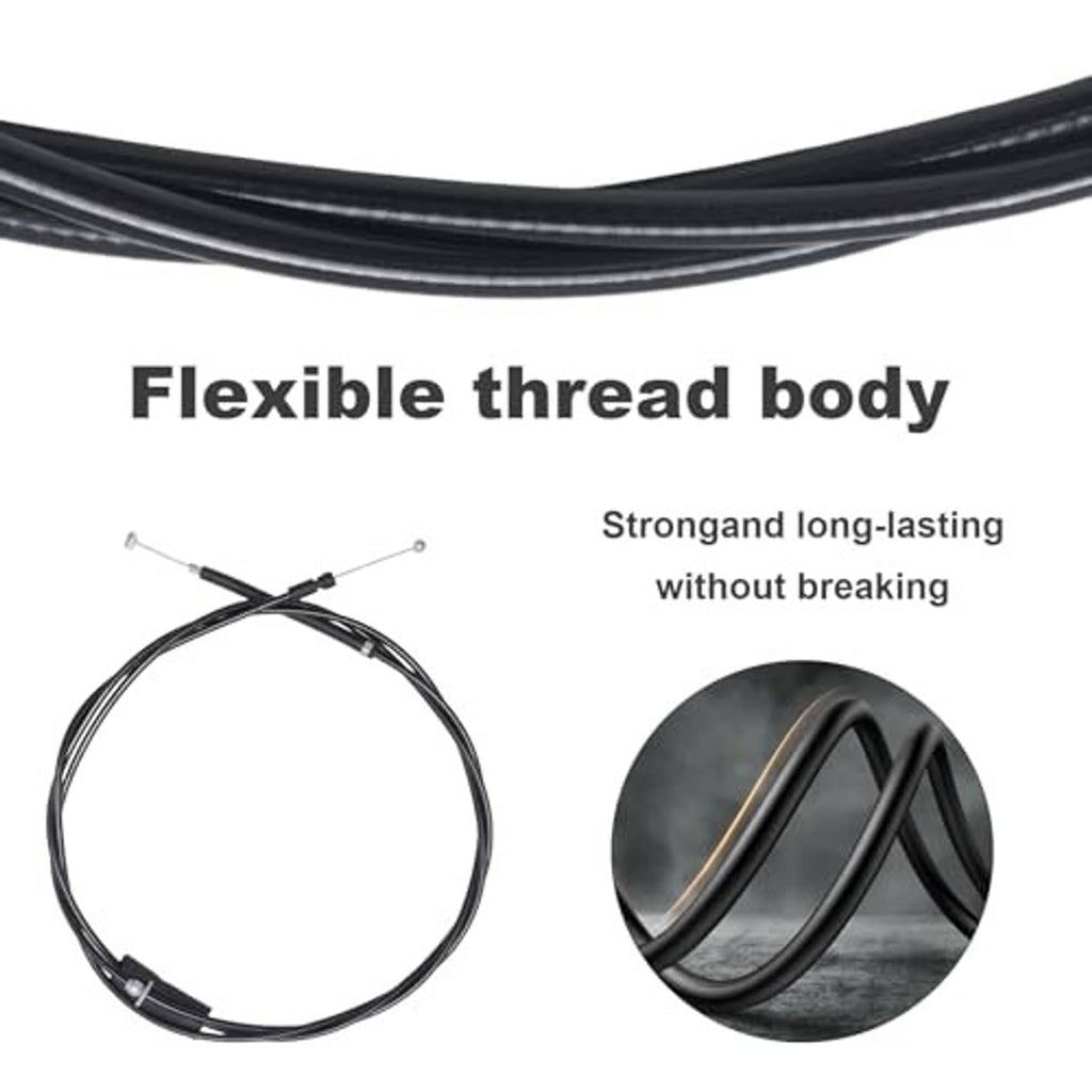 Black hood release cable with flexible core and silver ball terminals