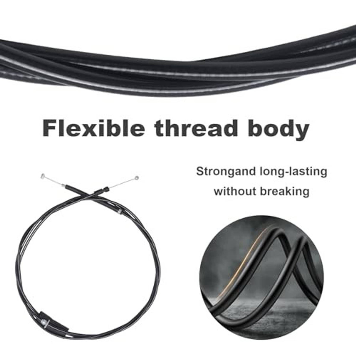 Black hood release cable with flexible core and silver ball terminals