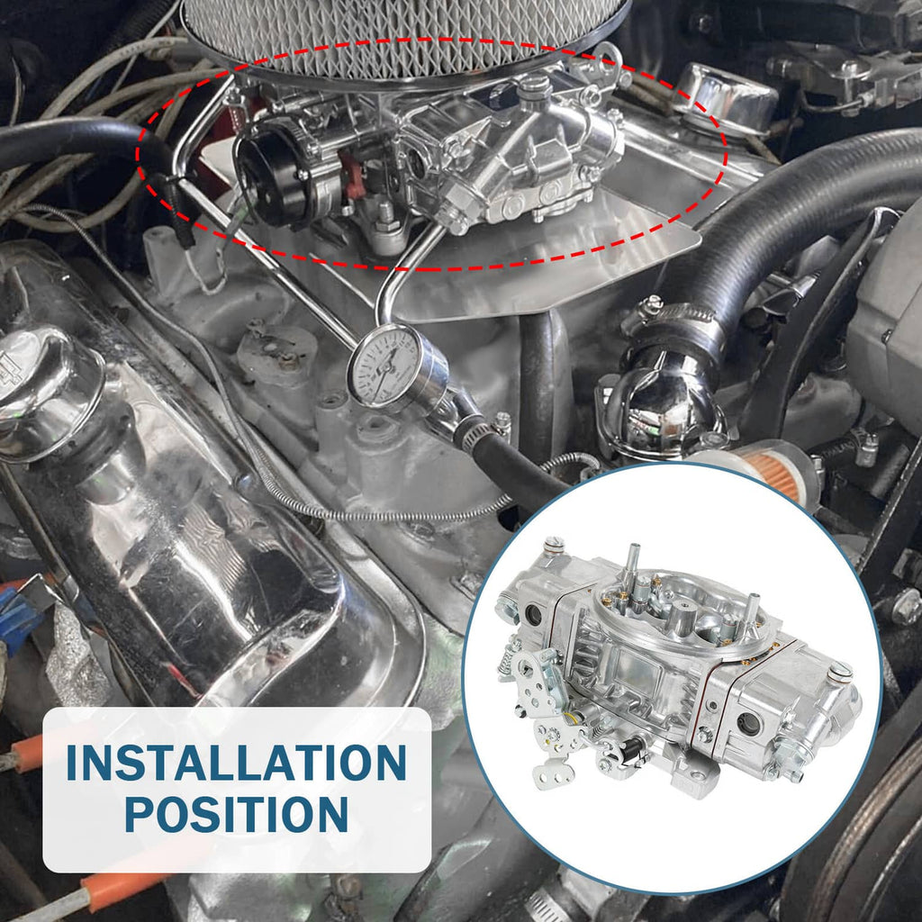 Mechanical carburetor installation area on engine with highlighted mounting region
