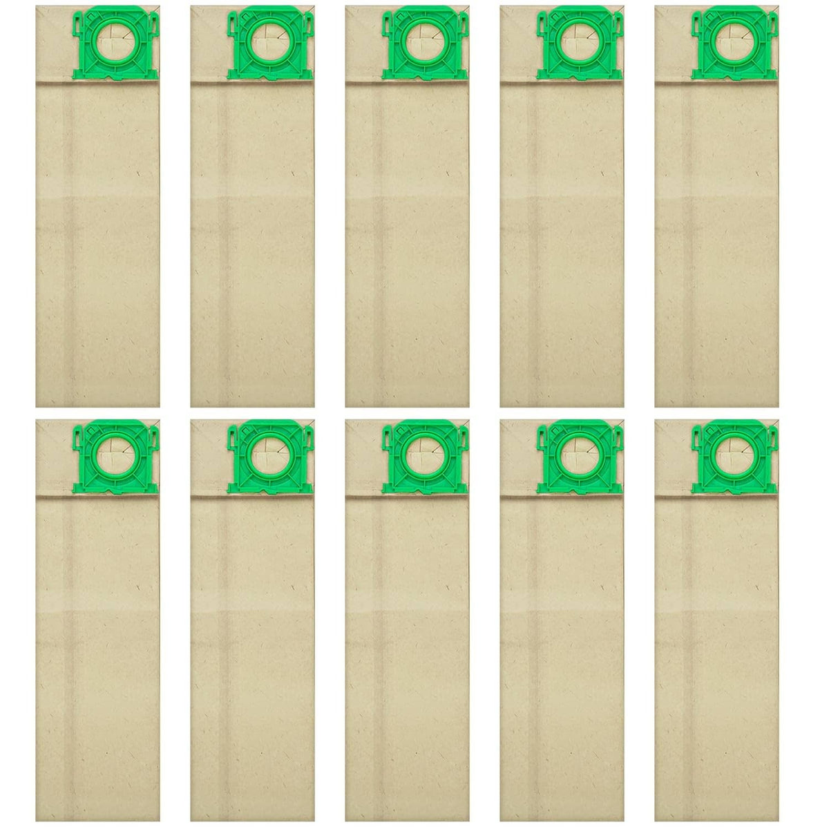 10-pack beige vacuum filter bags with green circular seals