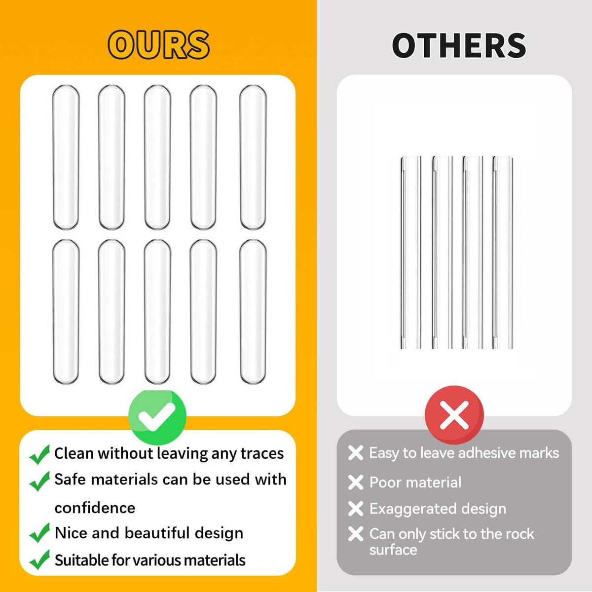 Set of clear wall bumper pads with a compact, rounded design for smooth sticking
