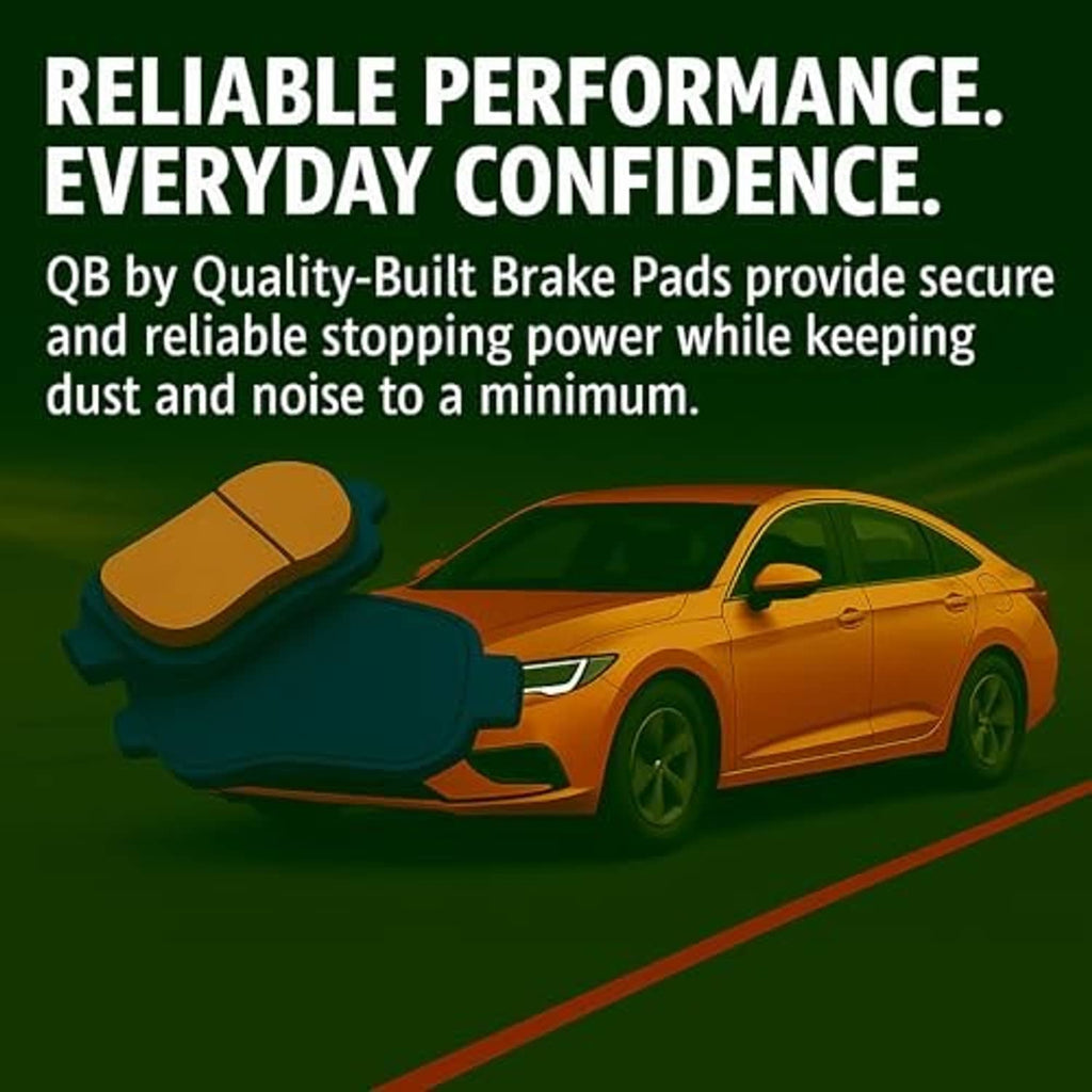 Brake pad performance graphic with orange car and highlighted gray brake pads