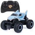 Megalodon light blue and black remote control monster truck with shark teeth mouth