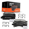 Ceramic brake pads set with front and rear pads and metal mounting hardware