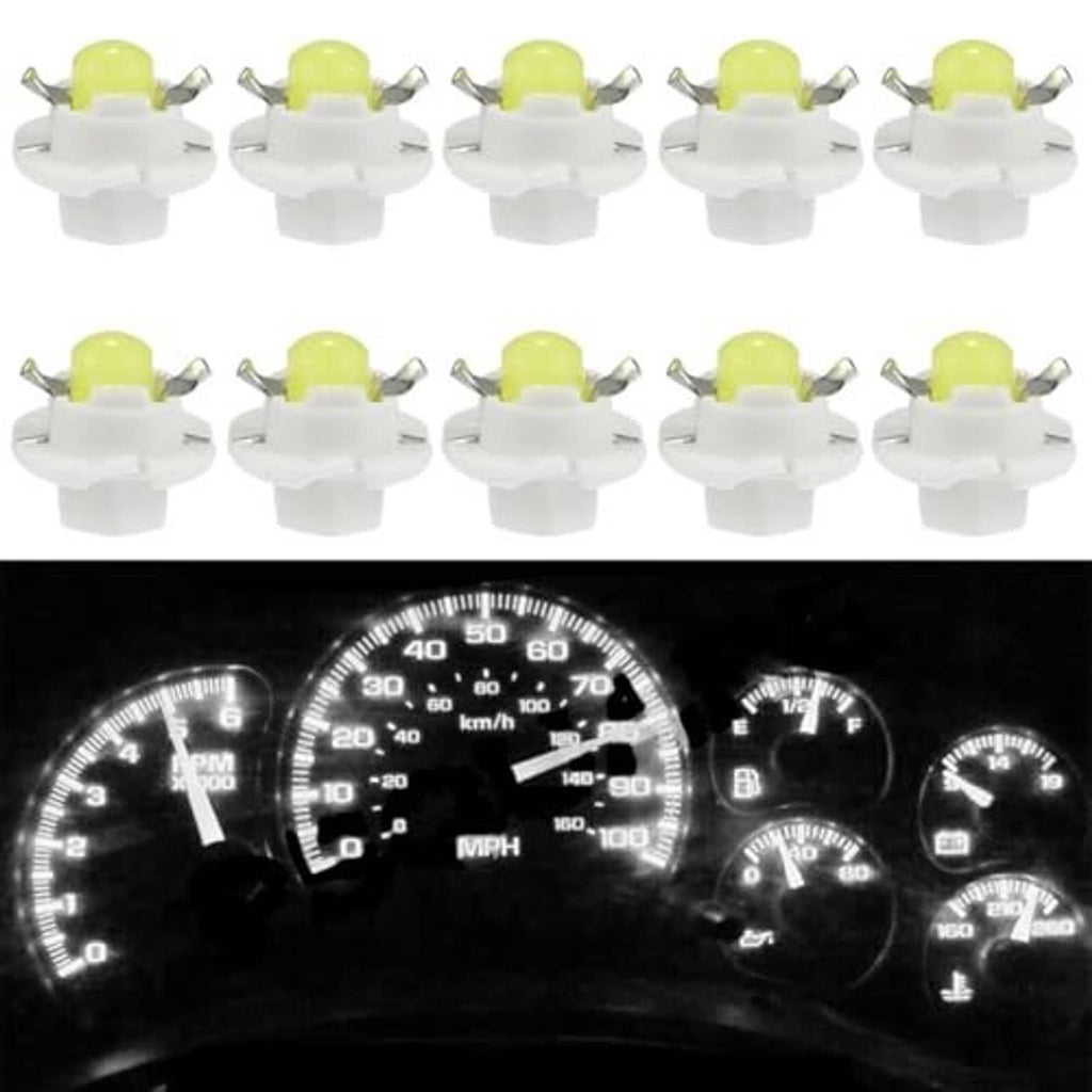10 LED instrument gauge bulbs with yellow LED lens and white mounting base