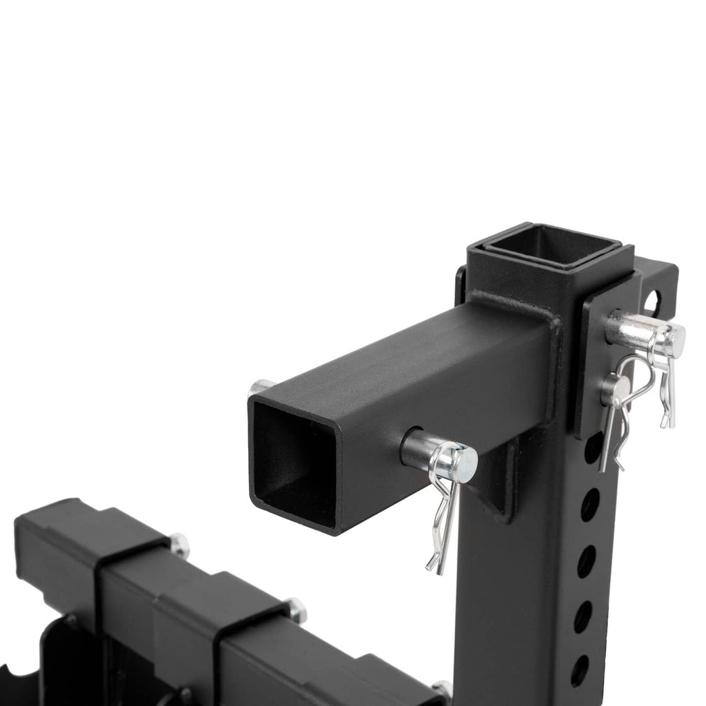 Receiver hitch mount bracket with pin and safety clips for disc plow harrow