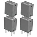Pack of four 4-pin fuse relays, dark gray housing with two blade terminals