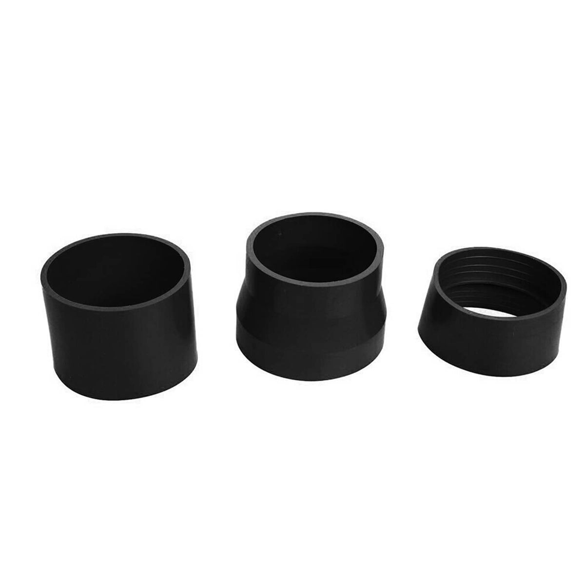 Black intake tube couplers/adapters set with three different sleeve shapes