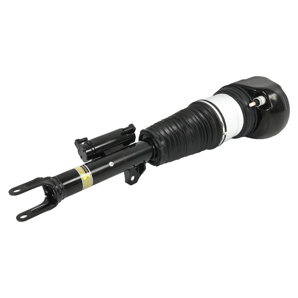Air suspension shock strut with white spring cover and two side fork mounts