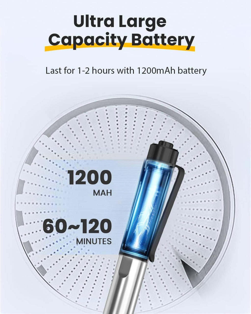 USB rechargeable engraving pen with cylindrical battery pack, silver barrel and black grip