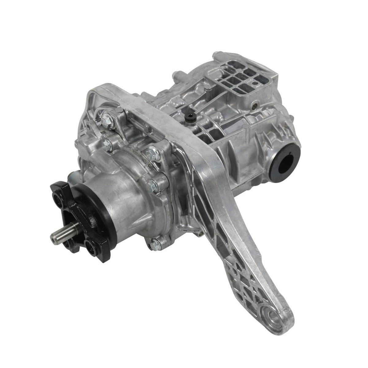 Rear axle differential assembly with metallic housing and black mounting bushing