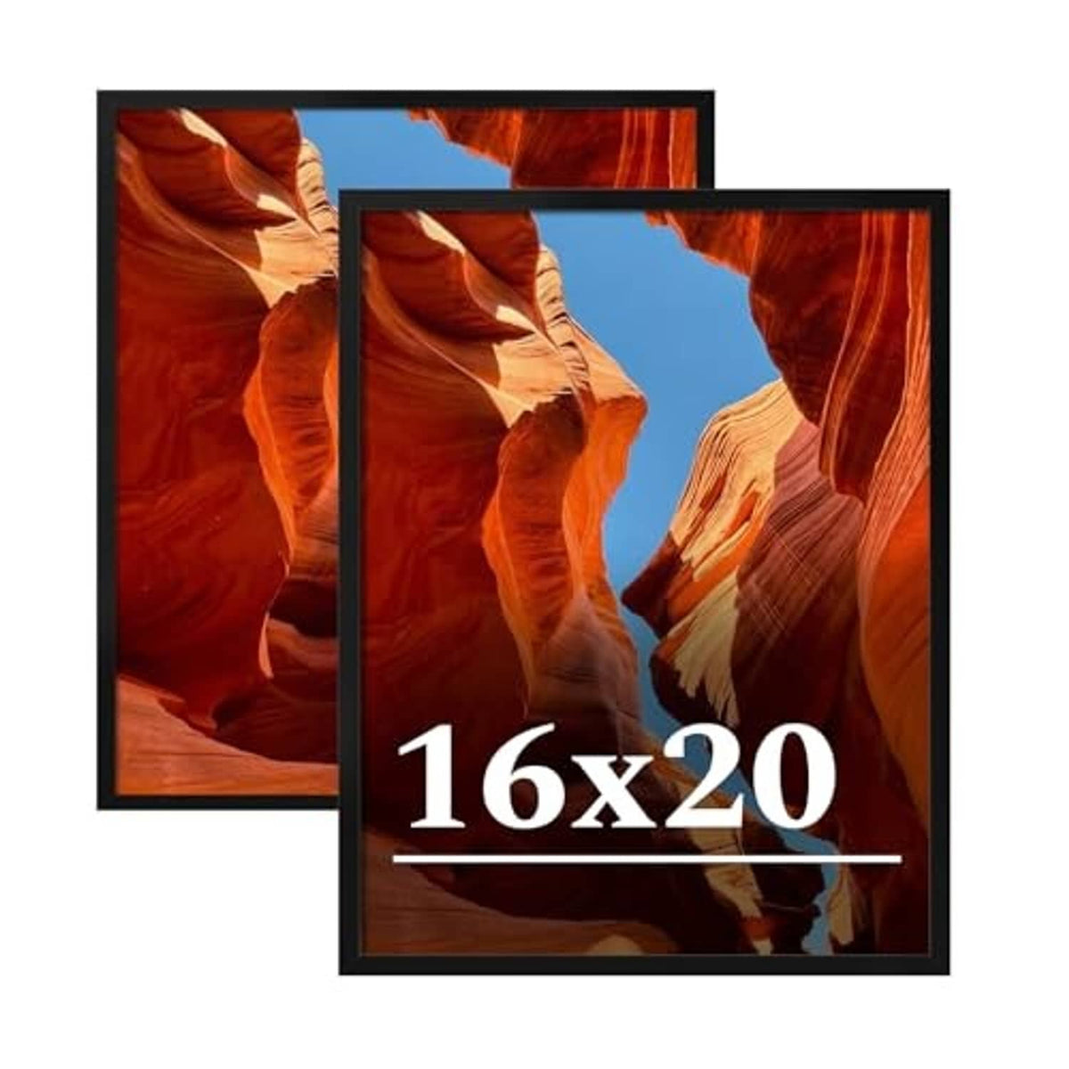 Two black 16x20 picture frames with clear HD plexiglas, stacked display