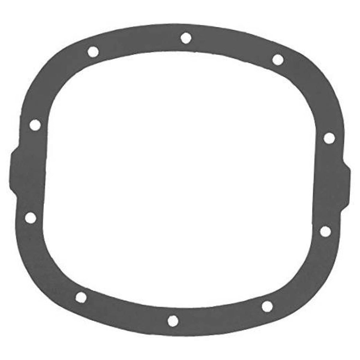 Oval black axle housing cover gasket with multiple bolt holes around the edge