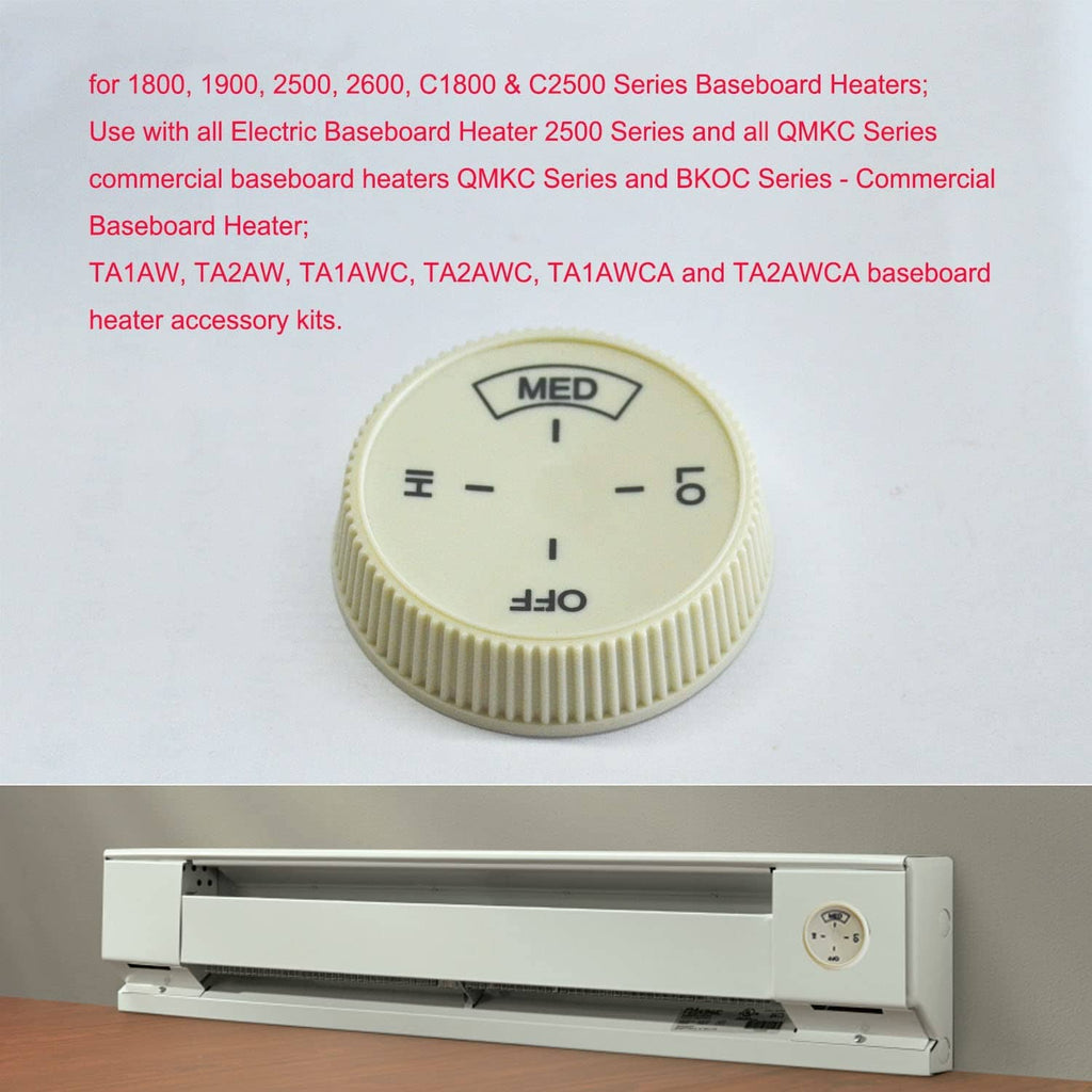 Baseboard heater thermostat temperature control dial knob with MED markings, beige
