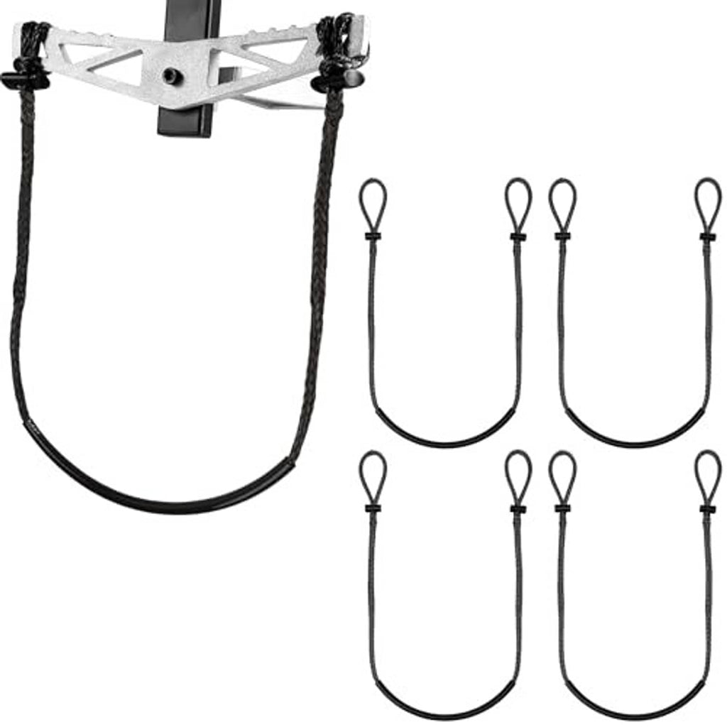 Climbing stick step aider set with metal bracket and four black rope loops