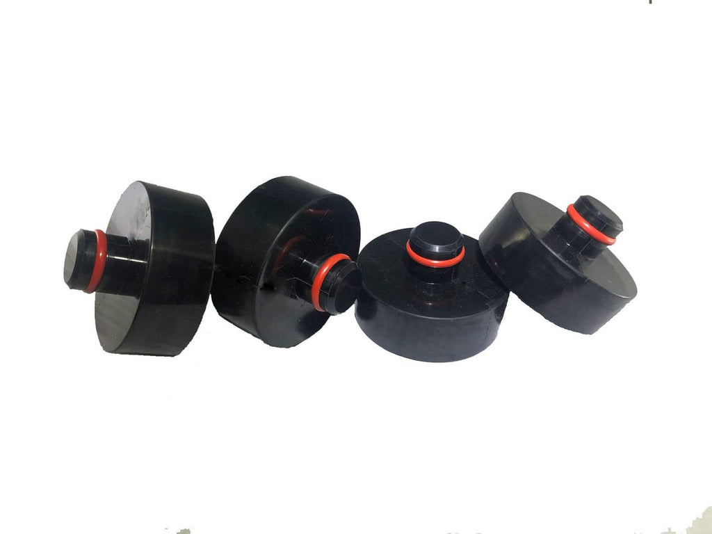 Black lifting jack pads with red accents, 4-pack set