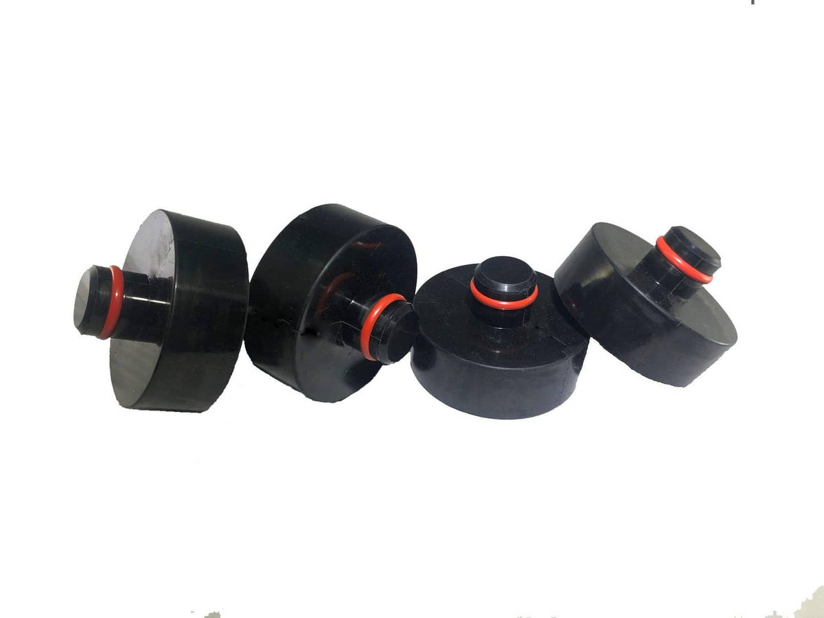 Black lifting jack pads with red accents, 4-pack set