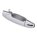 Chrome exterior door handle with black interior opening and integrated latch