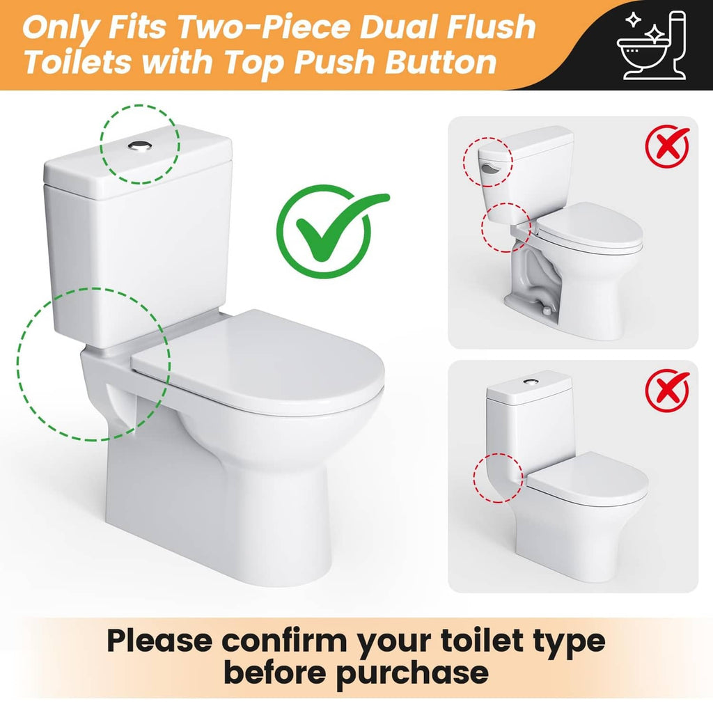 Dual flush toilet replacement kit for two-piece toilets with top push button
