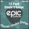 Epic Accessories 12-pack single 9 gauge electric guitar strings package