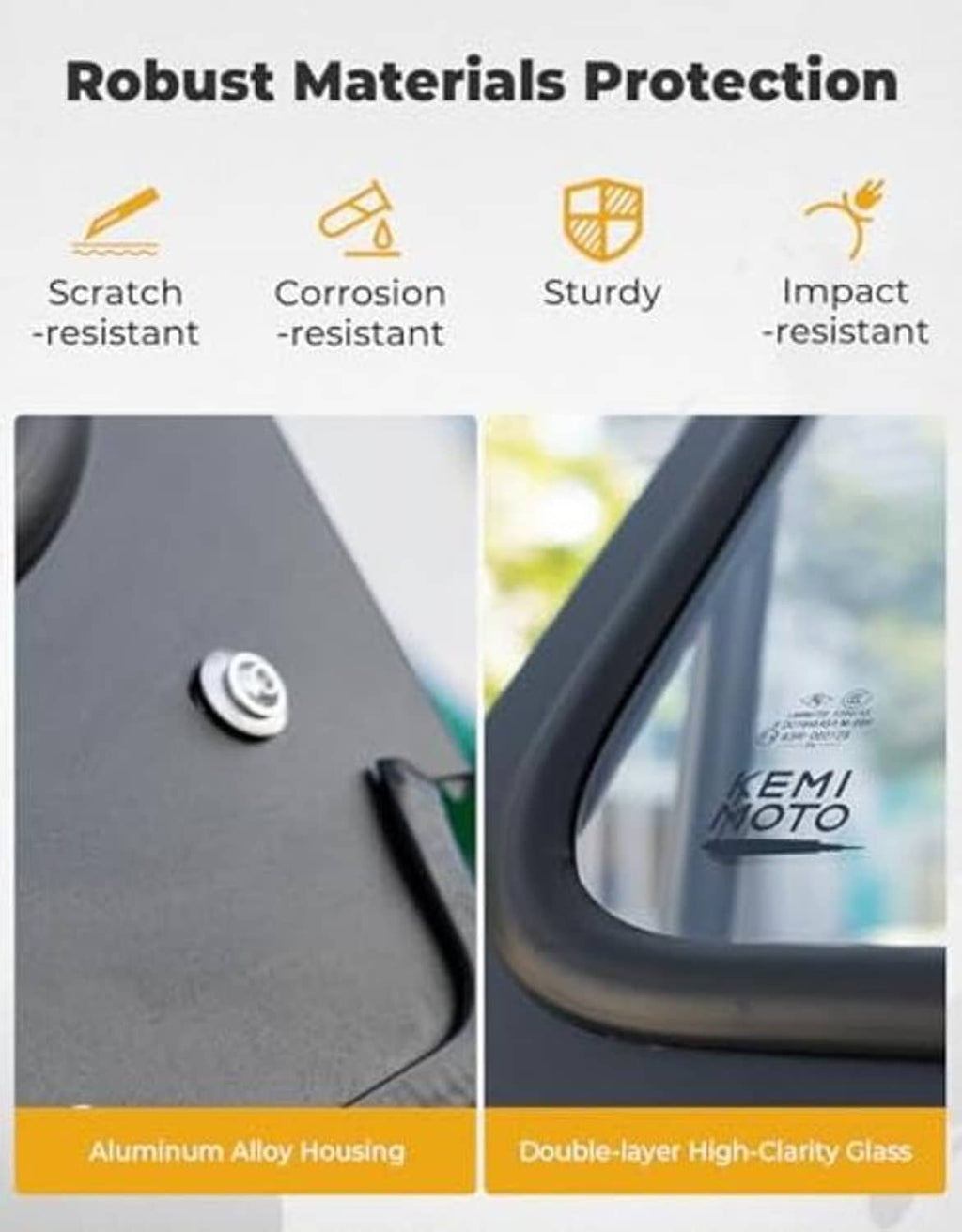 Black windshield with smooth frame and clear double-layer glass panel