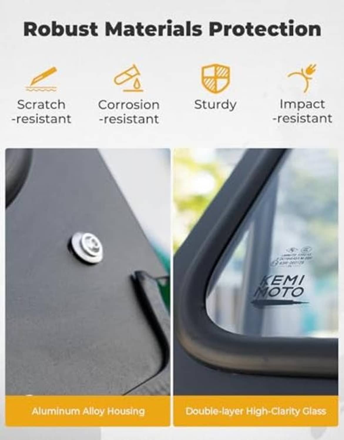 Black windshield with smooth frame and clear double-layer glass panel