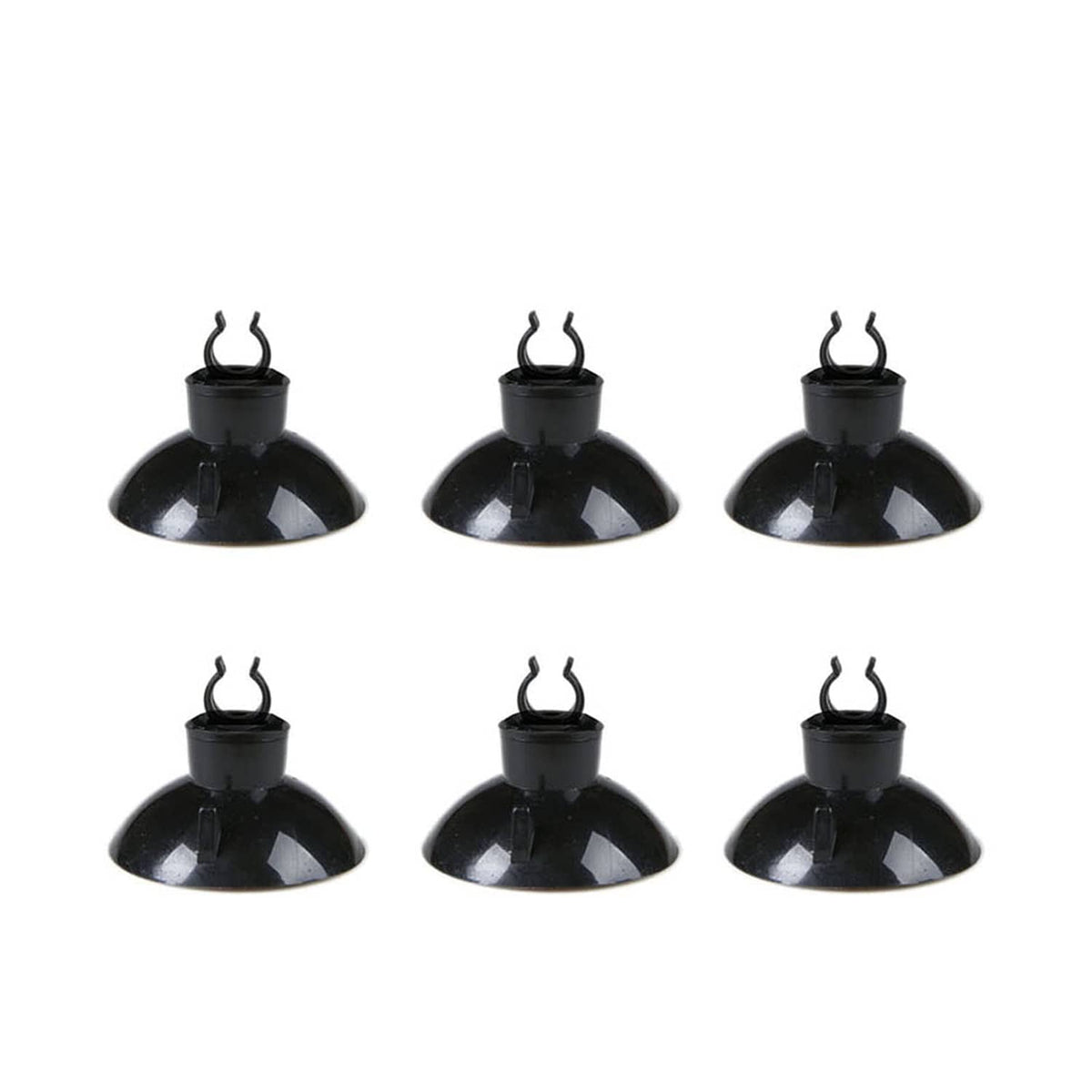 Set of six black aquarium air diffusers with dome bases and lifting loops