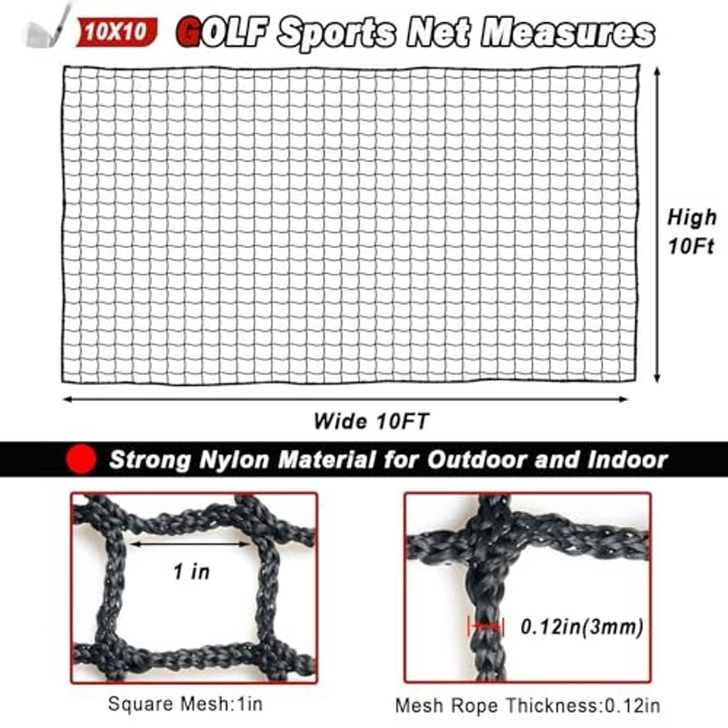 Rectangular sports net diagram with fine black square mesh and rope border