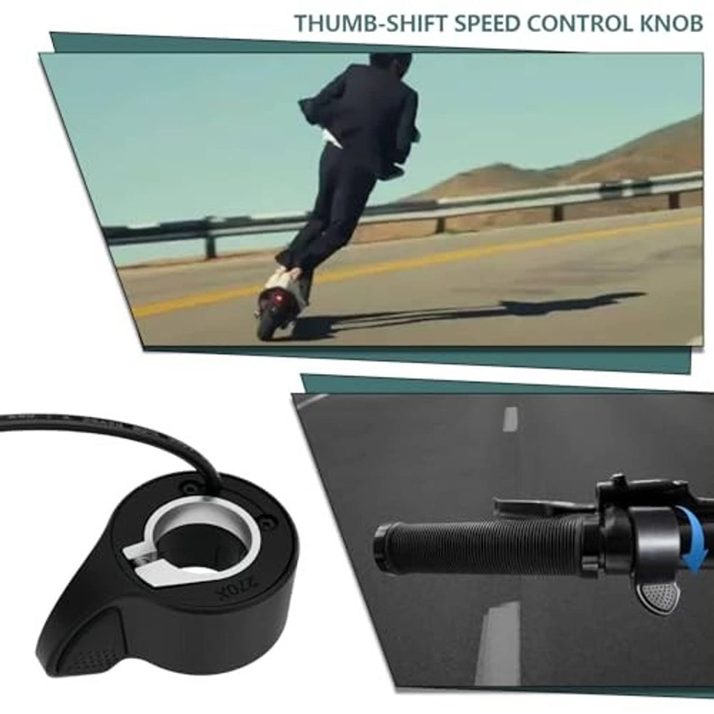 Black thumb-shift speed control knob with textured thumb pad and wire connection