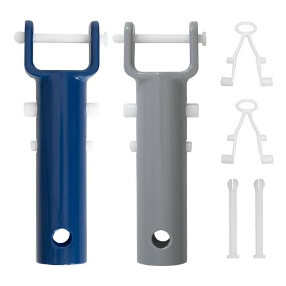 Pool vacuum handle replacement set: blue and gray handles with white locking pins