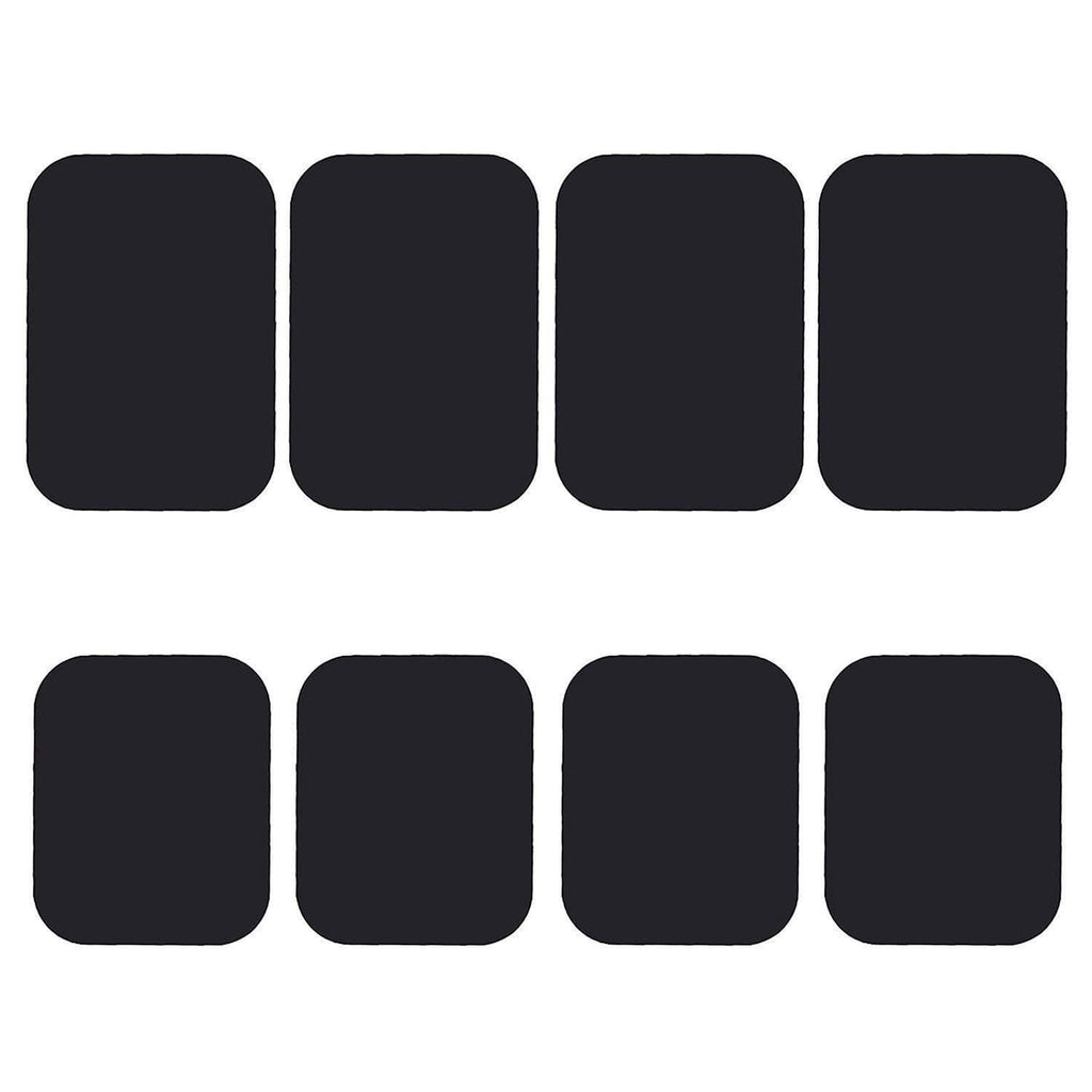 Eight black square adhesive metal plate stickers, pack of 8 for phones