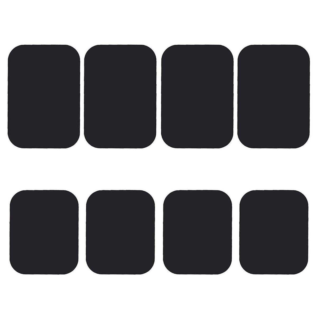 Eight black square adhesive metal plate stickers, pack of 8 for phones