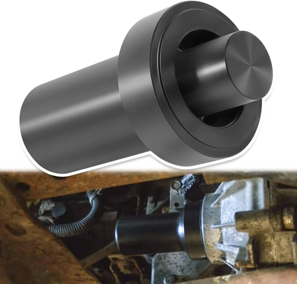 Front-output seal install tool, black cylindrical driver with wide end flange
