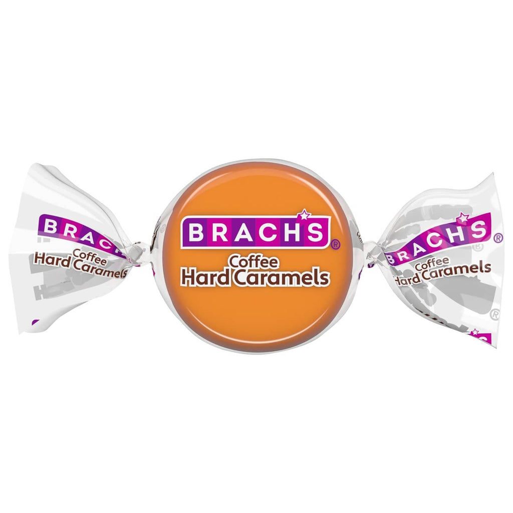 Brach's Coffee Hard Caramels wrapped candies with purple and orange branding