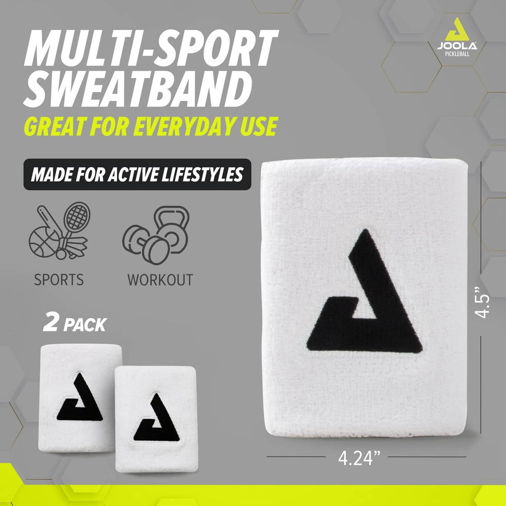 White wristband with black triangle logo, shown as a 2-pack