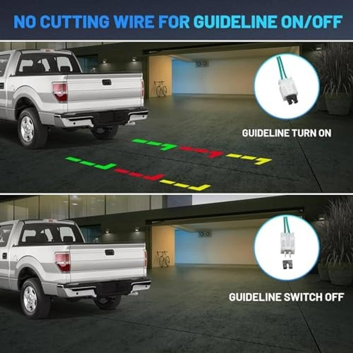 Black tailgate handle backup camera with guideline indicator (off/on) view