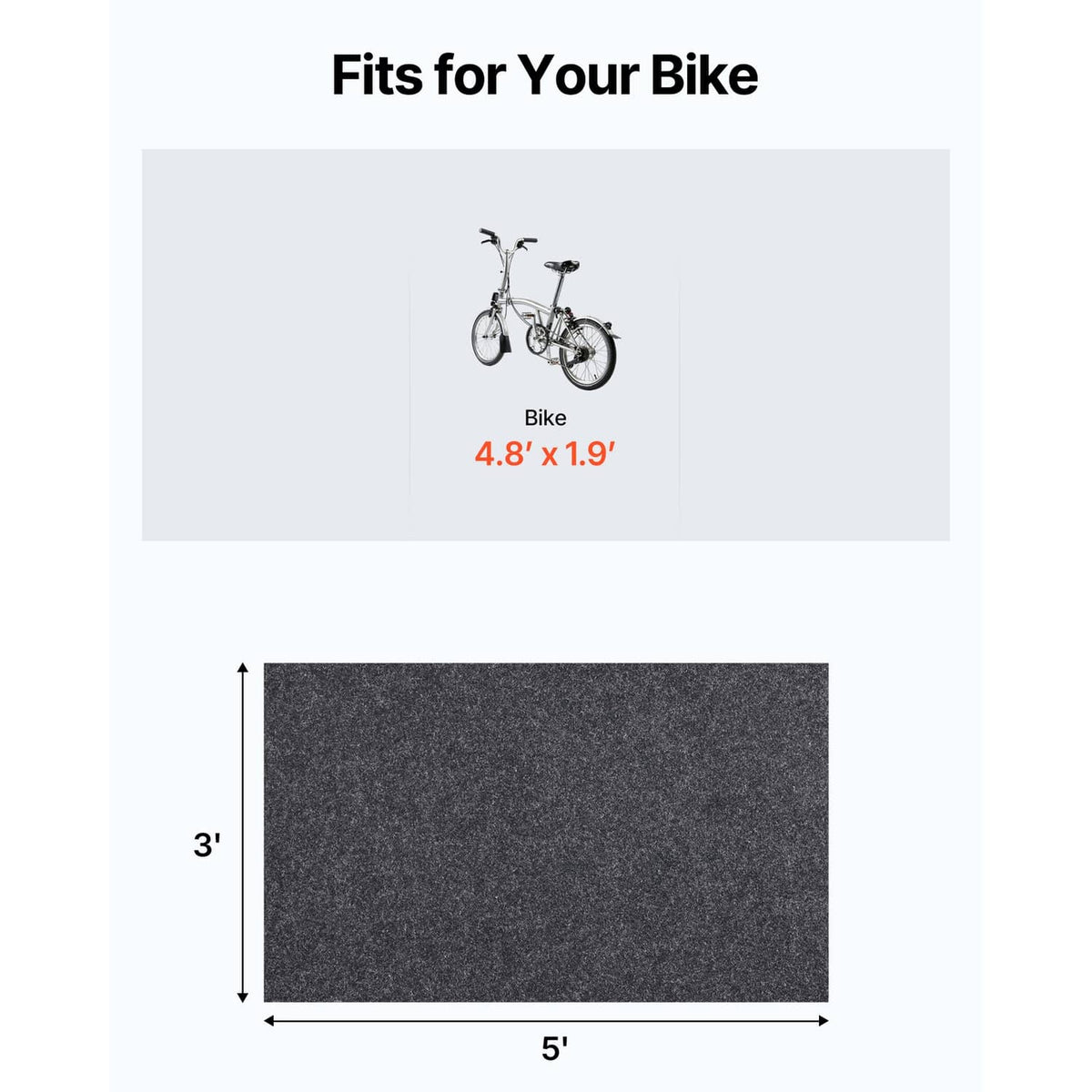 Waterproof oil spill mat, dark gray felt surface, rectangular 5 ft by 3 ft.